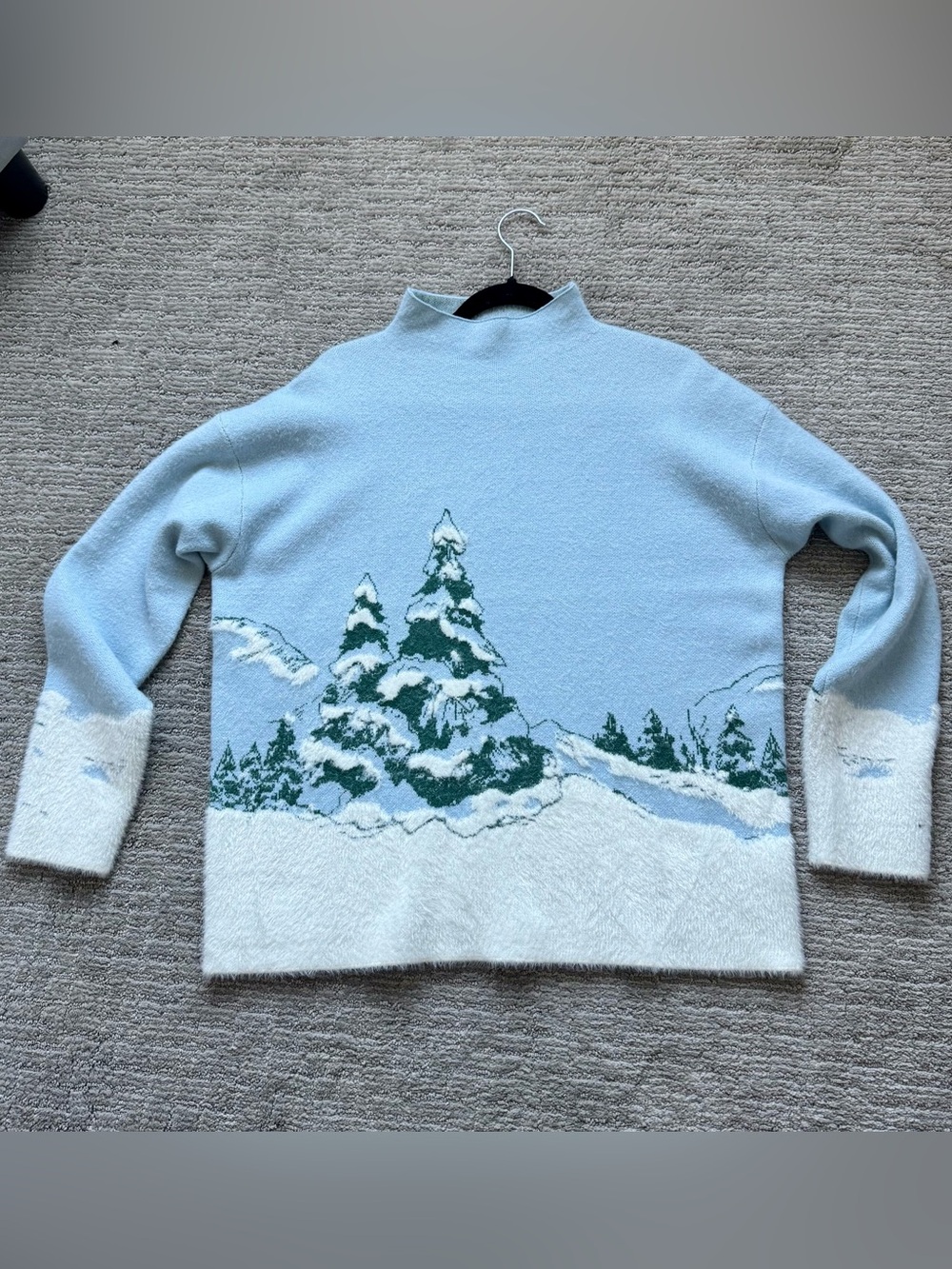 Cynthia Rowley Winter Wonderland Tree Sweater Blue XL